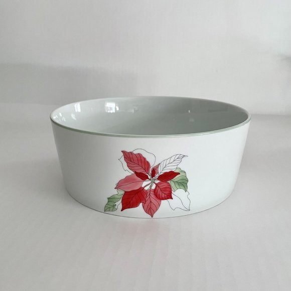 Vintage Christmas Holiday Vegetable Bowl Red Poinsettia by BLOCK SPAL,Goetzen - Picture 9 of 11